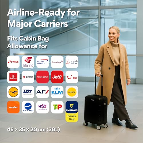 Thumbnail 6 de WORLD EXPLORER Cabin Suitcase ABS Hard Shell 30L Underseat with 360° Spinner Wheels and 3-Digit Lock