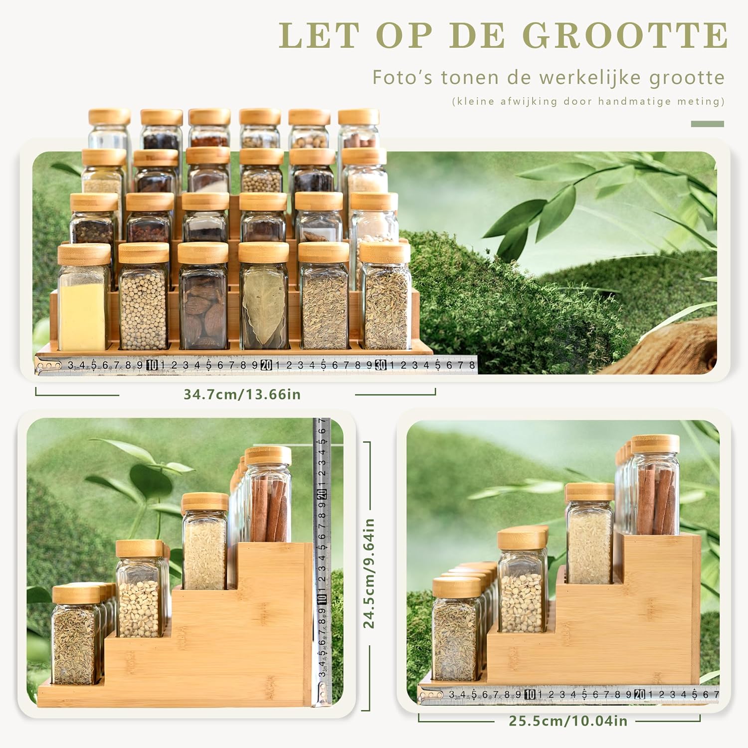 Detalle 2 de SAEIV kruidenpotjesset met bamboe dienblad, 24 potjes van 120 ml