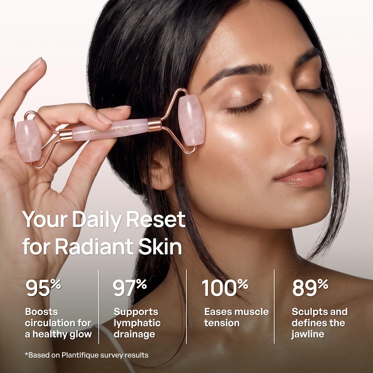Detalle de PLANTIFIQUE MYY-01 Rose Quartz Gua Sha & Face Roller Set