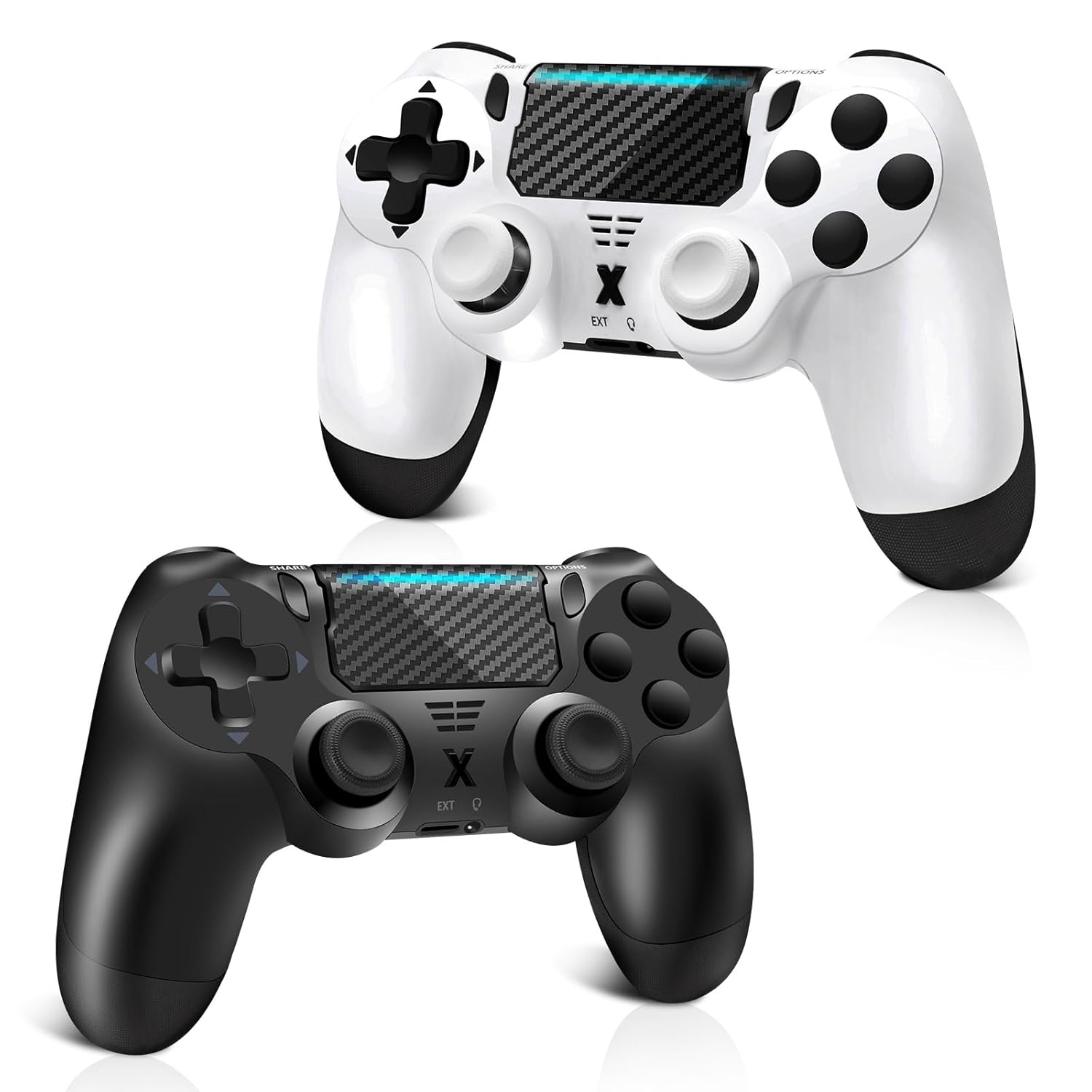 Detalle de Glitfix Wireless Controller für PS-4 – 2er-Set Schwarz/Weiß
