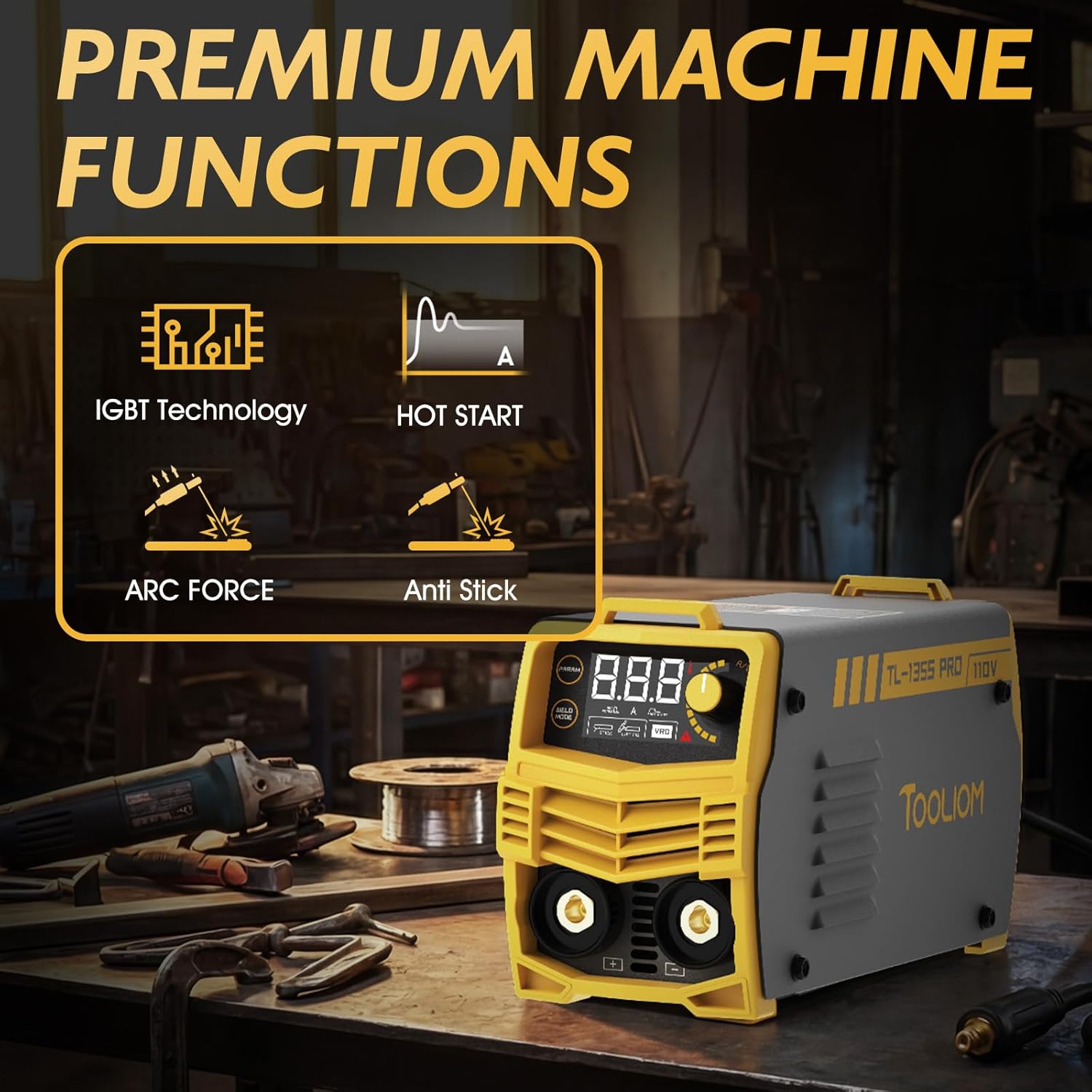 Thumbnail 2 de TOOLIOM 135A Stick/Lift TIG Welder 110V: Portable MMA/ARC with Lift TIG Torch and LCD Display