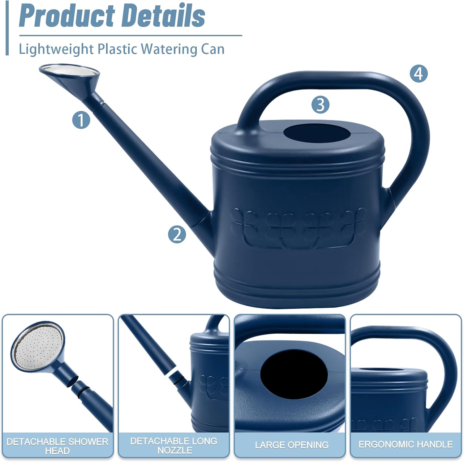 Detalle 2 de Giftsfaloy 03 2-Gallon Watering Can with Removable Spout and Steel Shower Head