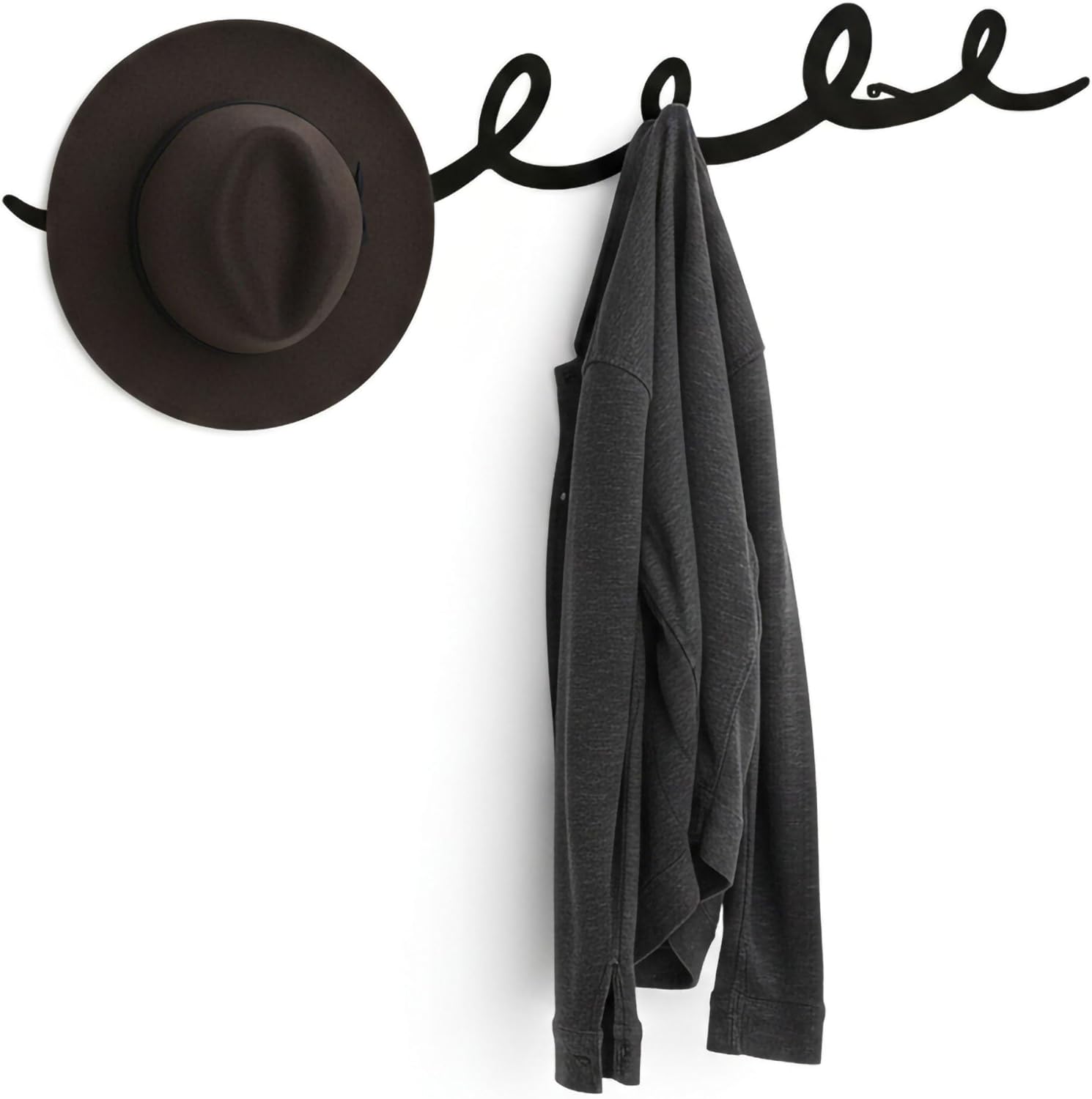 Detalle 2 de Dmora - Appendiabiti Cassara: portasciarpe e cappotti in wall‑mount, 80x5x12 cm, Nero
