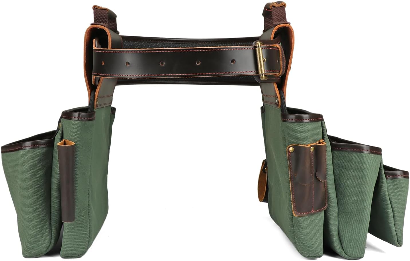 Thumbnail 2 de TourBON Canvas and Leather Apron Tool Belt Pouch – Heavy Duty Storage for Electricians and Carpenters