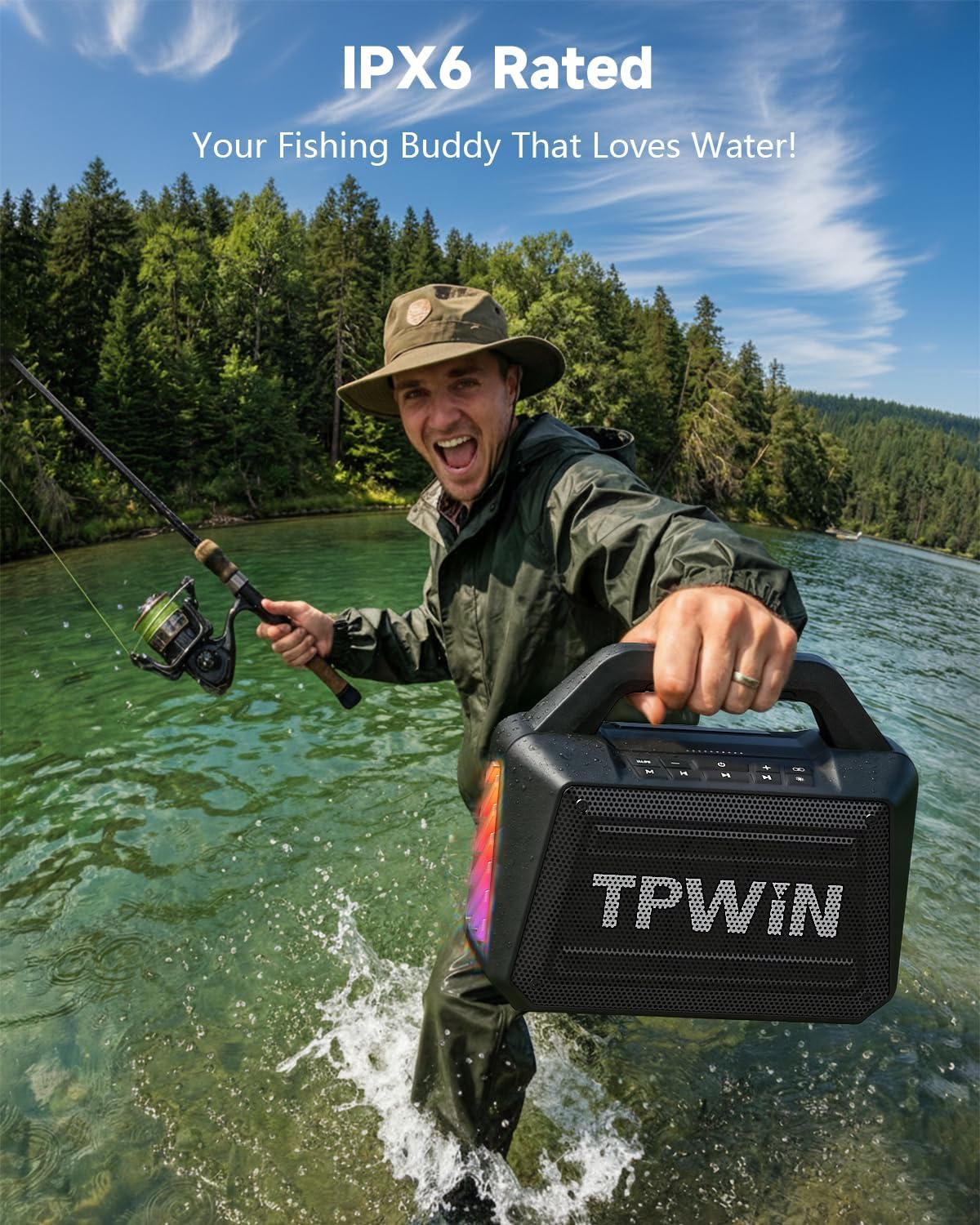 Thumbnail 2 de TPWIN 80W Bluetooth Speaker: Rugged Outdoor Powerhouse with Light Show