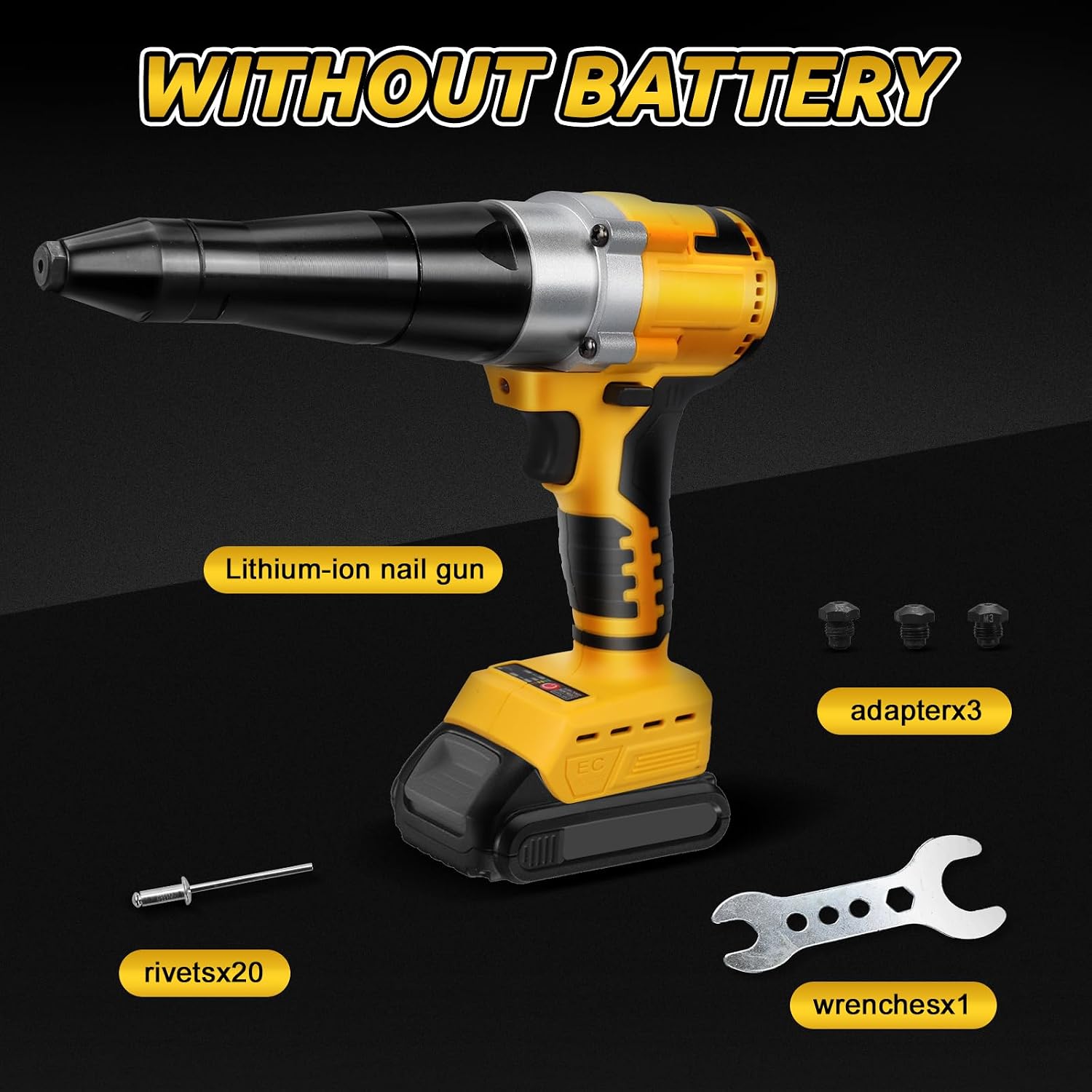 Detalle de Daspom For Aluminum & Steel Rivets Cordless Rivet Gun, Brushless, 3 Sizes