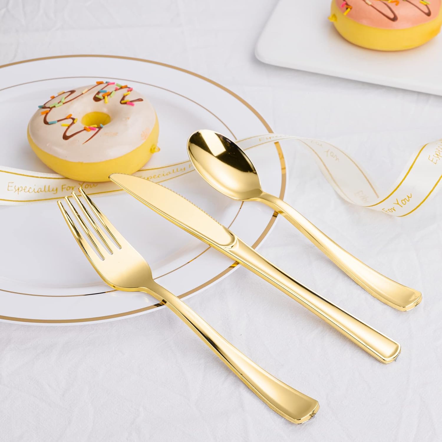 Thumbnail 4 de N9R Gold Plastic Cutlery, 60-Piece Set