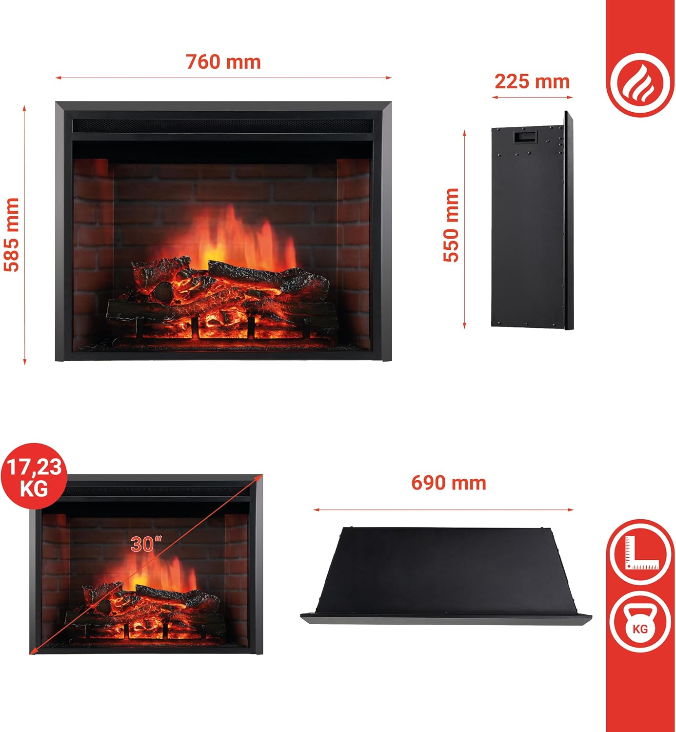 Thumbnail 5 de KAMINIO Luca chimenea eléctrica 30 pulgadas