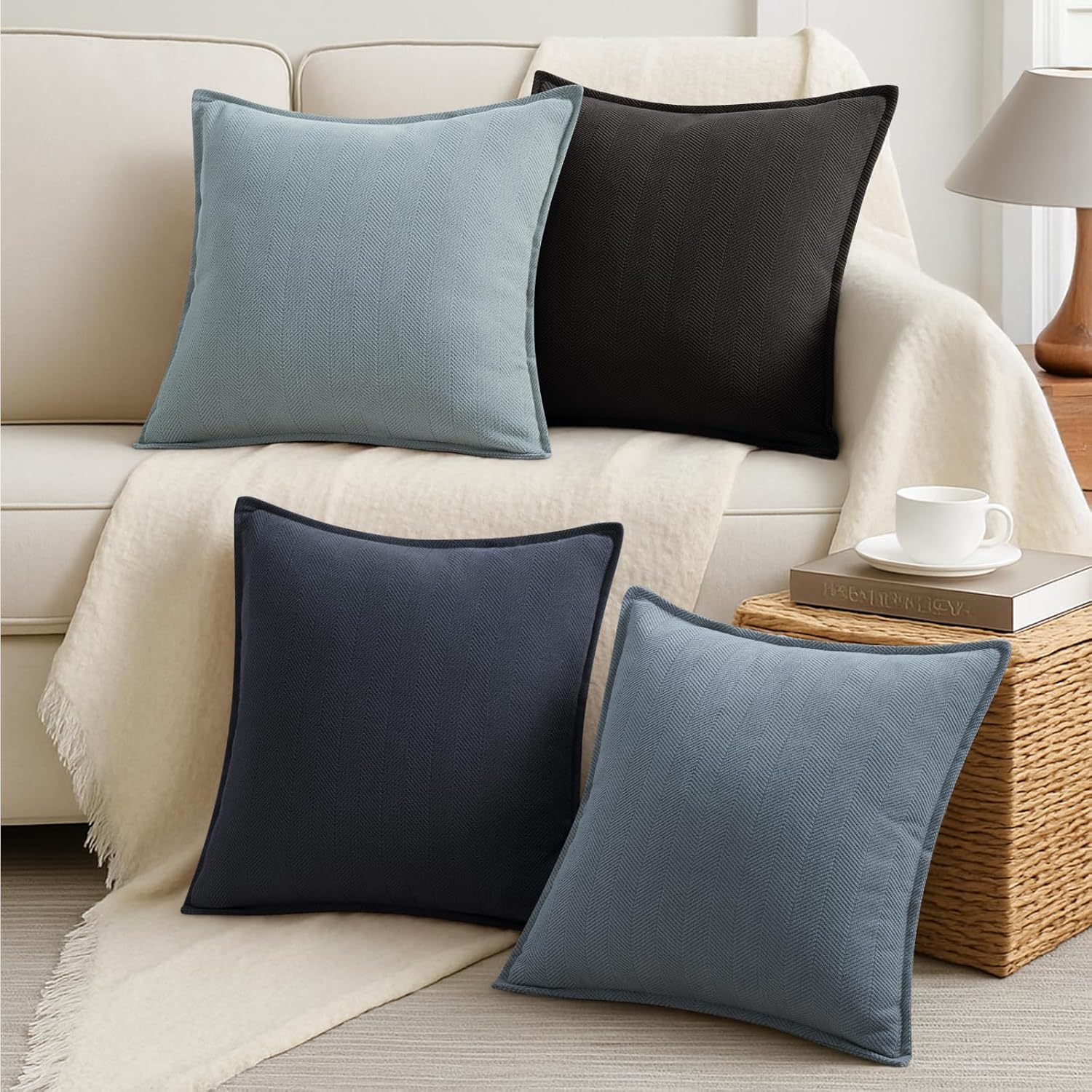 Thumbnail 4 de ZWJD Kissenbezug 45x45 cm im 4er-Set aus Chenille – Dekokissenhüllen für Sofa, Bett & mehr