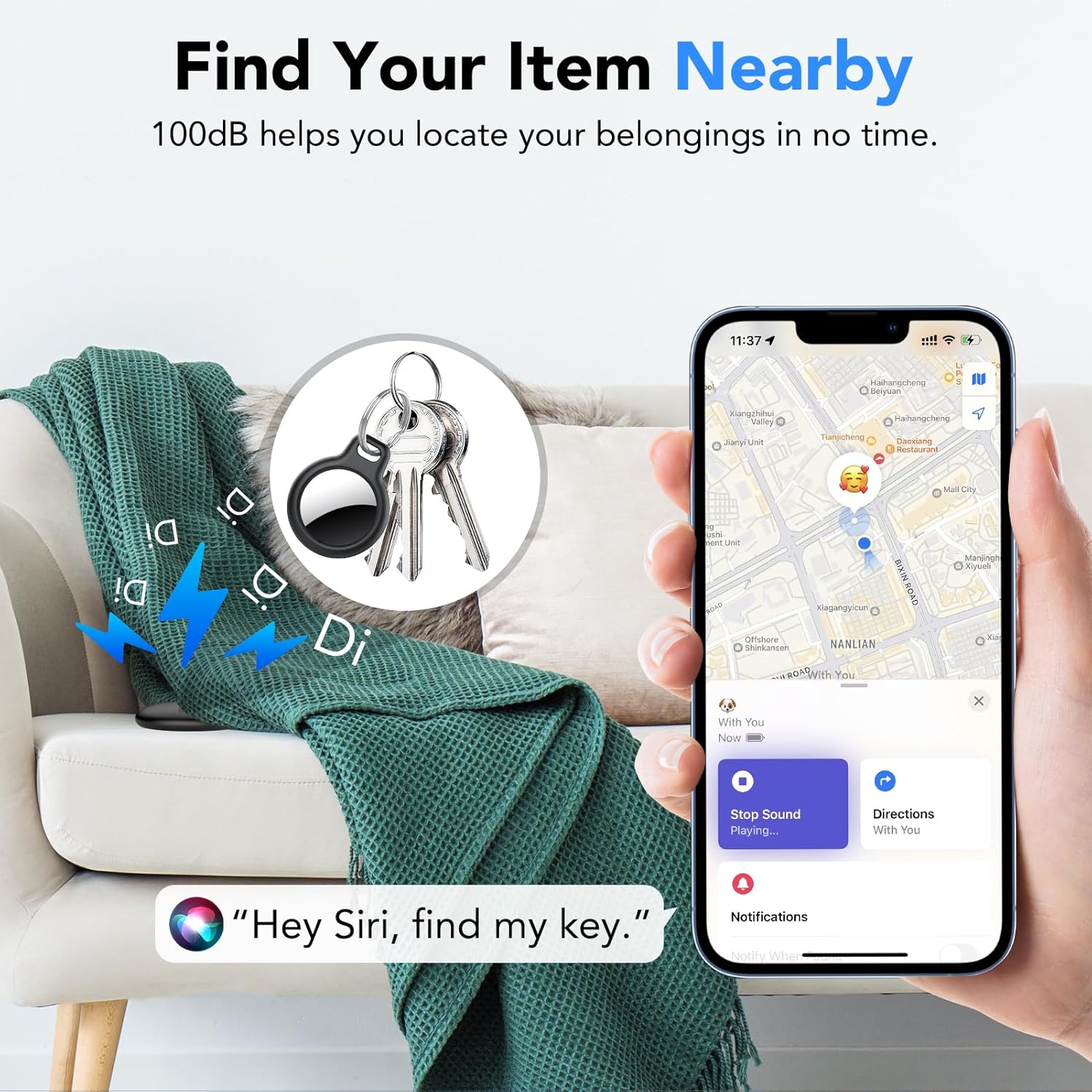 Thumbnail 3 de Smart Air Traceur Tag Lot de 4 – localisateur Apple Find My, IP68, 100 dB, batterie remplaçable