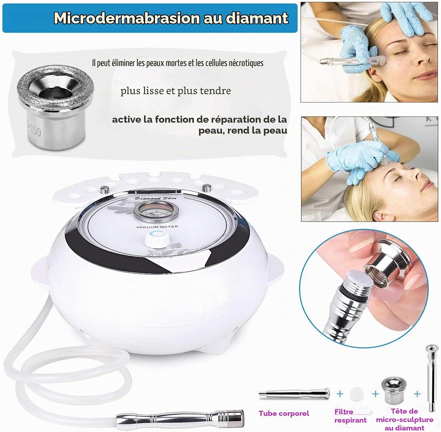 Thumbnail 2 de TwoWin Diamond 3-in-1-microdermabrasietoestel met diamantkoppen, vacuüm en spray
