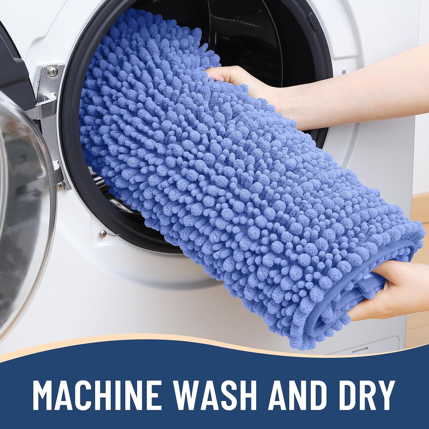 Thumbnail 6 de Arotive Luxury Chenille Bath Rug 30x20 in Cornflower Blue