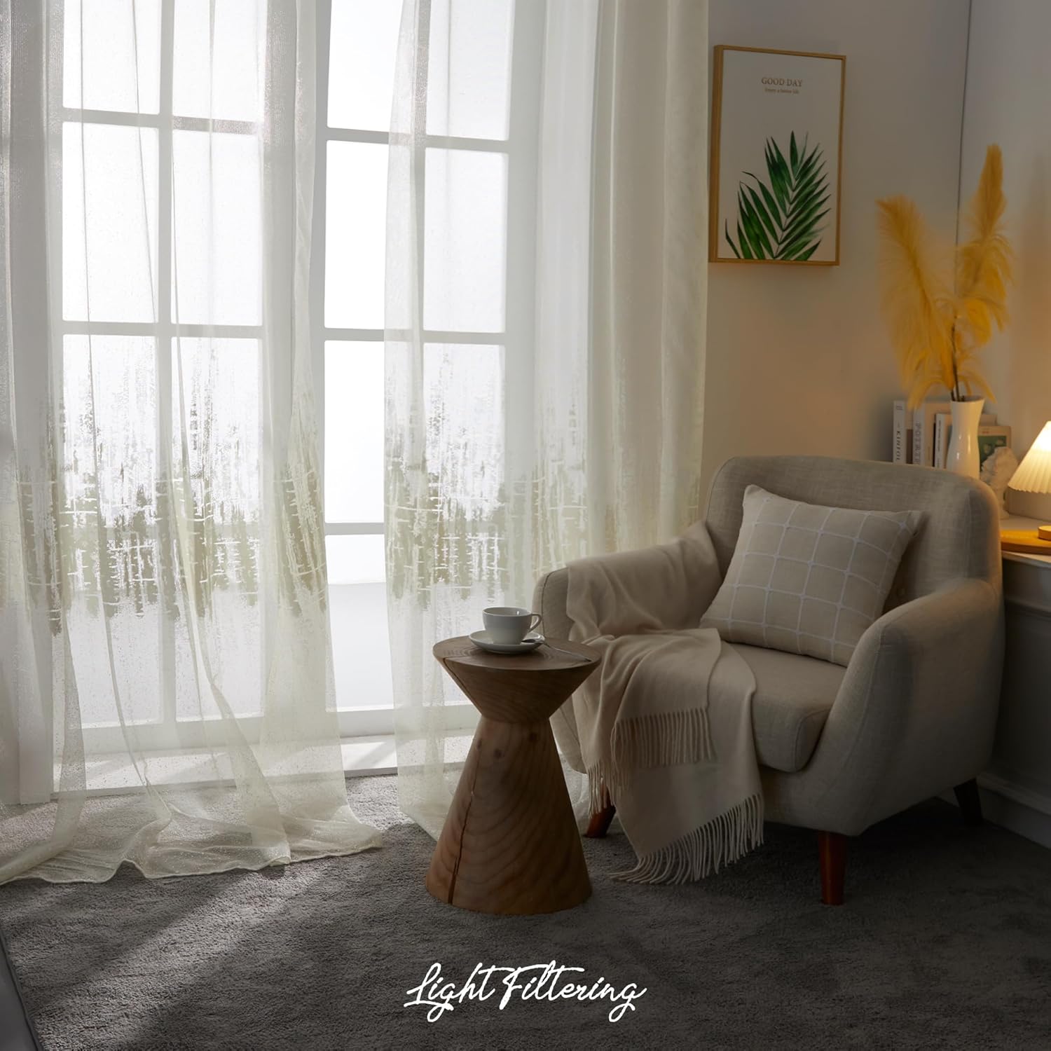 Thumbnail 4 de Rideaux voilage Deconovo (lot de 2) pour fenêtre 140 x 240 cm, beige