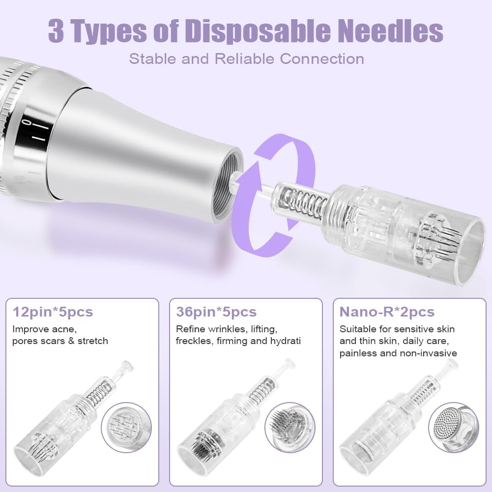 Thumbnail 2 de Vicloon Dermapen Elettrico per Microneedling Professionale con Display LCD, 6 livelli e 12 cartucce sigillate