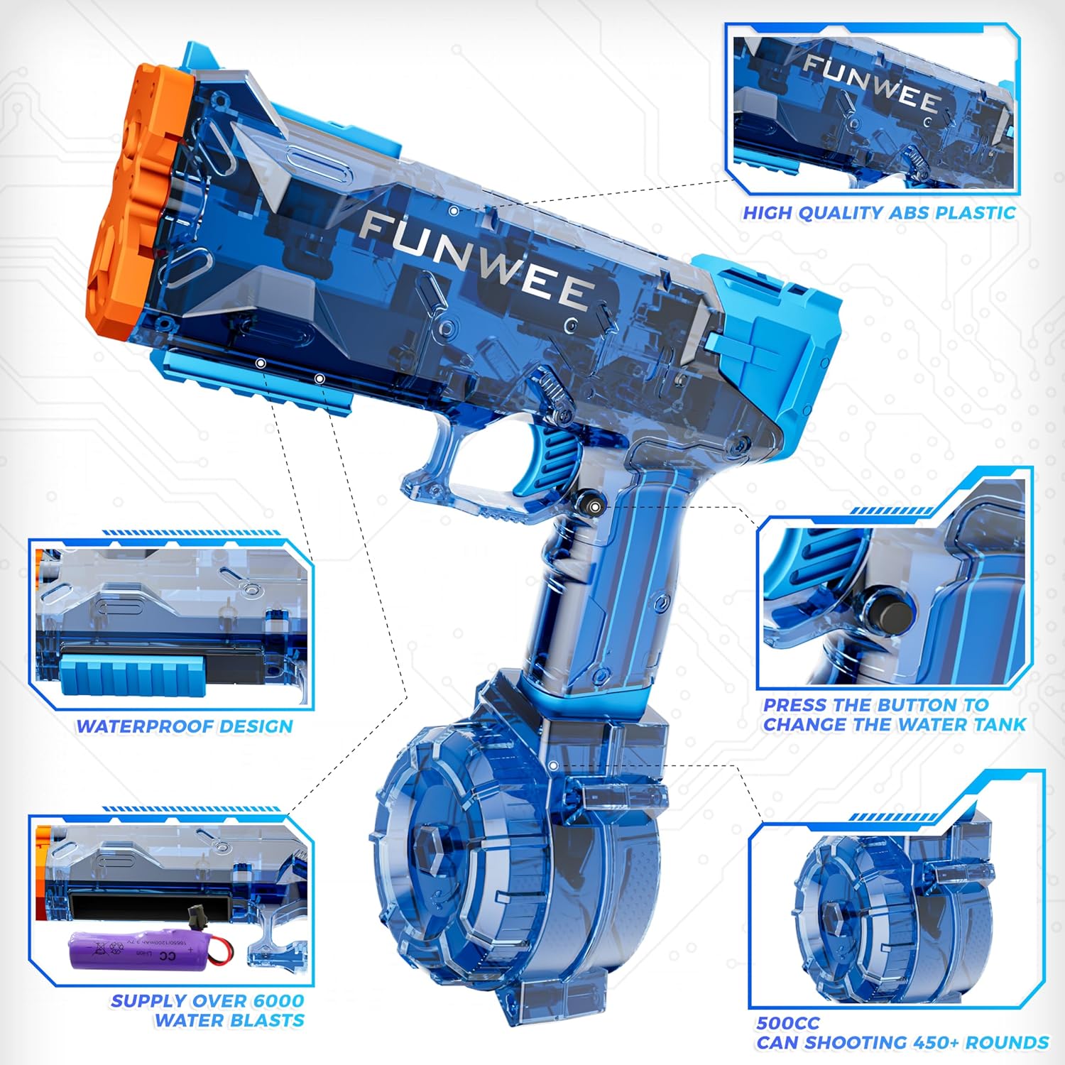 Thumbnail 2 de Funwee Electric Water Gun for Adults & Kids — Long-Range Battery-Powered Water Blaster