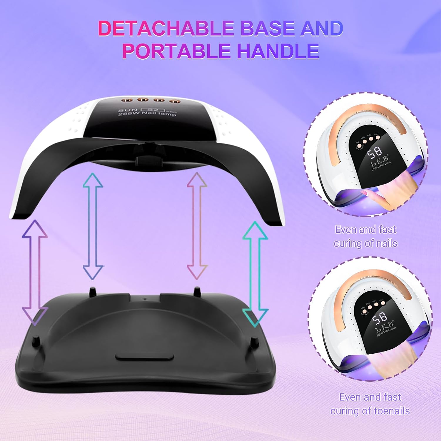 Detalle de UV Lampe für Gelnägel, 268W – 57 LEDs, 4 Timer, LCD-Display und Infrarotsensor