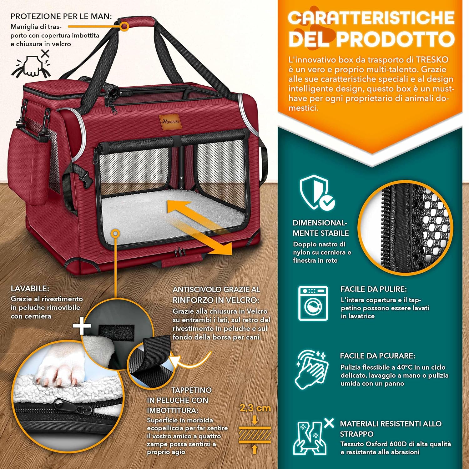 Detalle 2 de TRESKO® Box per cani S 50 x 34 x 34 cm