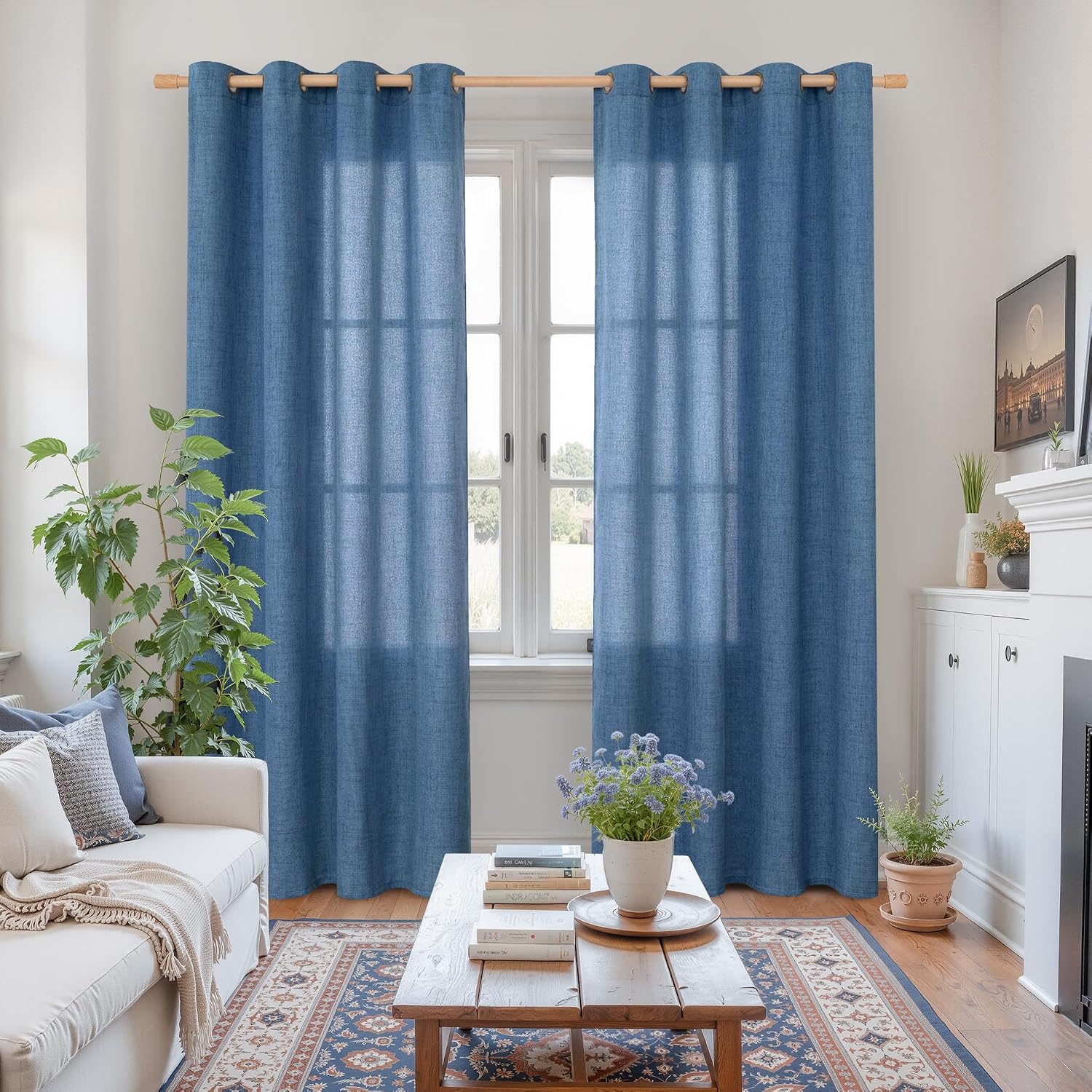 Detalle 2 de YoungsTex Linen Curtains 52 x 84 Inch
