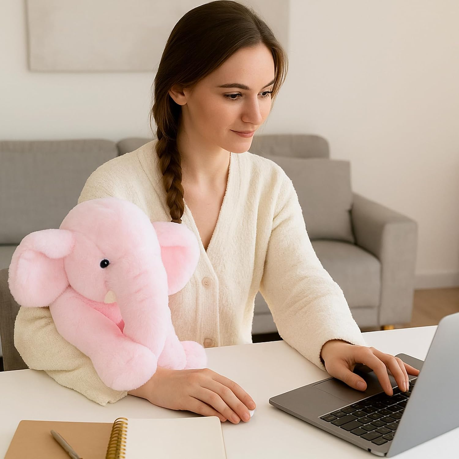 Thumbnail 6 de WEIGEDU Plüsch-Elefant 33 cm (rosa) – Kuscheltier mit großen Ohren und langer Nase