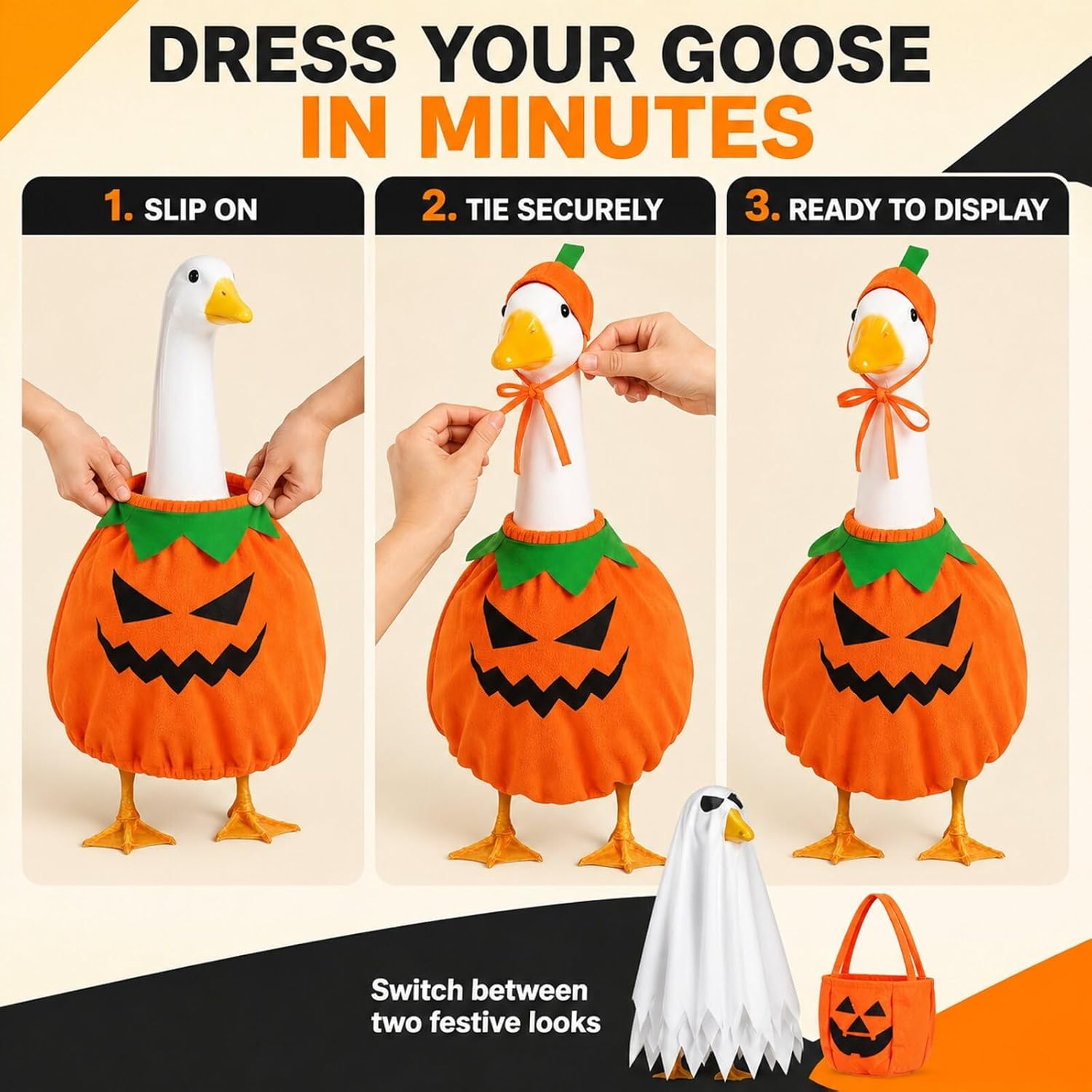 Detalle 2 de JSCPC Fall and Halloween Lawn Goose Outfits, 2 Set for 23-Inch Geese