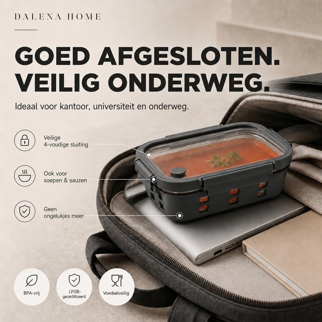 Thumbnail 2 de Dalena Home mealprep-bakjes van borosilicaatglas, 3 × 1020 ml met glazen deksel