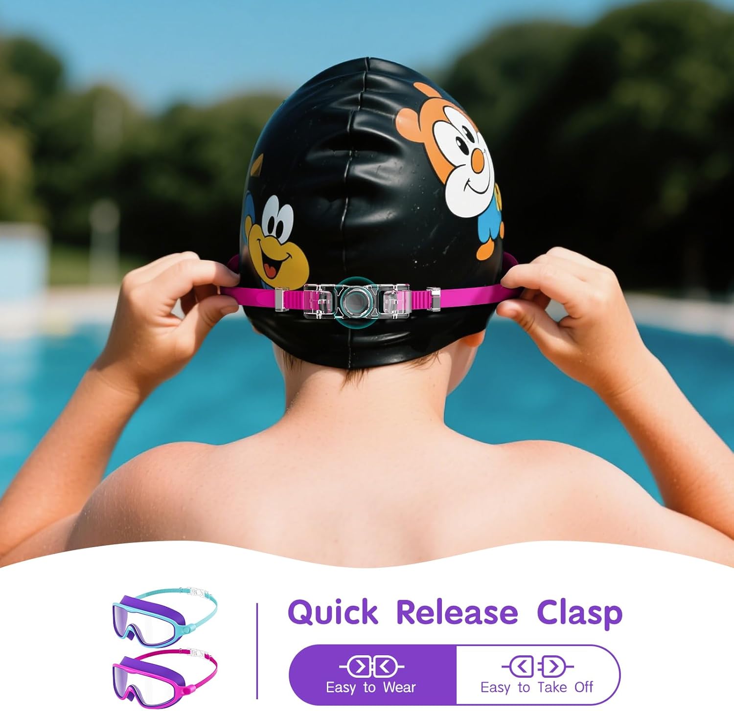 Detalle 2 de Senders 2 Pack Kids Swimming Goggles with 180° Wide Vision, Anti-Fog, UV Protection and Accessories