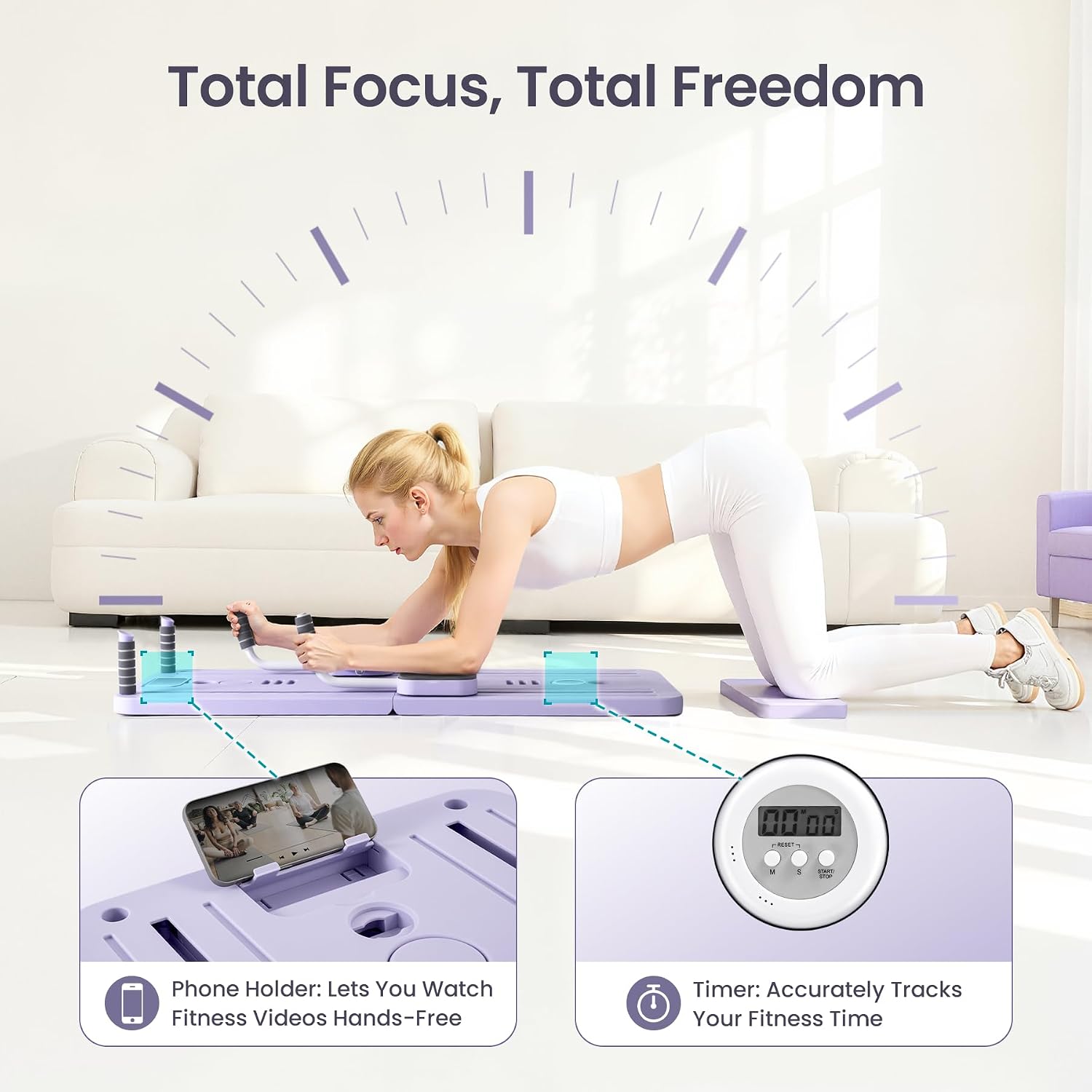 Thumbnail 6 de mustry Pilates Reformer Machine, 5-in-1 Home Trainer with Auto-Rebound