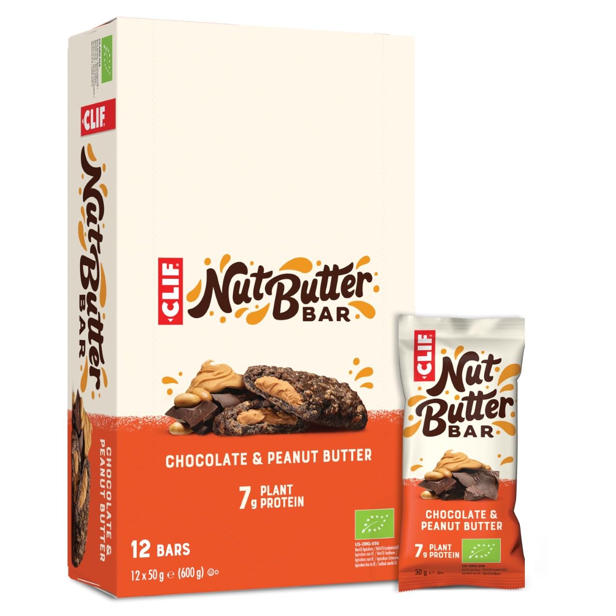 CLIF Nut Butter Bar – Chocolate Peanut Butter, Bio Snackriegel mit 7 g pflanzlichem Protein