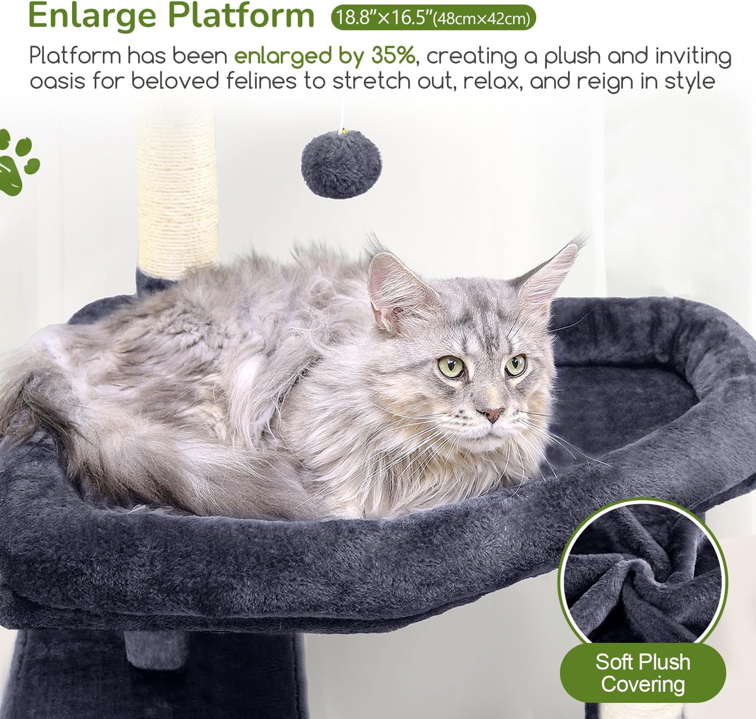 Detalle 2 de Globlazer S65 Cat Tree Tower for Large Indoor Cats, 6 Levels, Sisal Posts