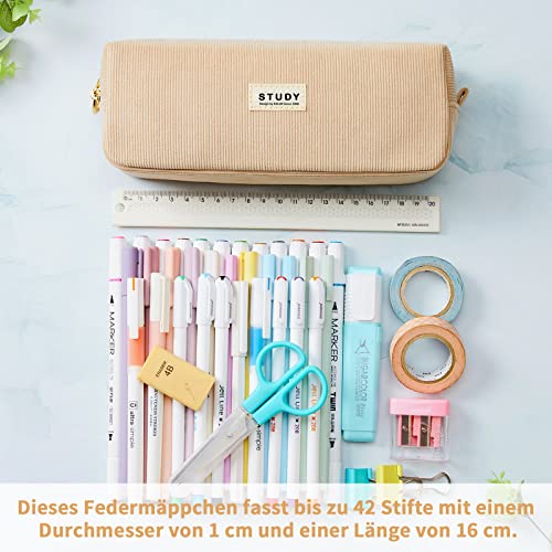 Detalle de KALIDI Mäppchen Federmäppchen Stiftemappe aus Cord-Stoff – 20,5 × 6 × 8,5 cm, 50 g