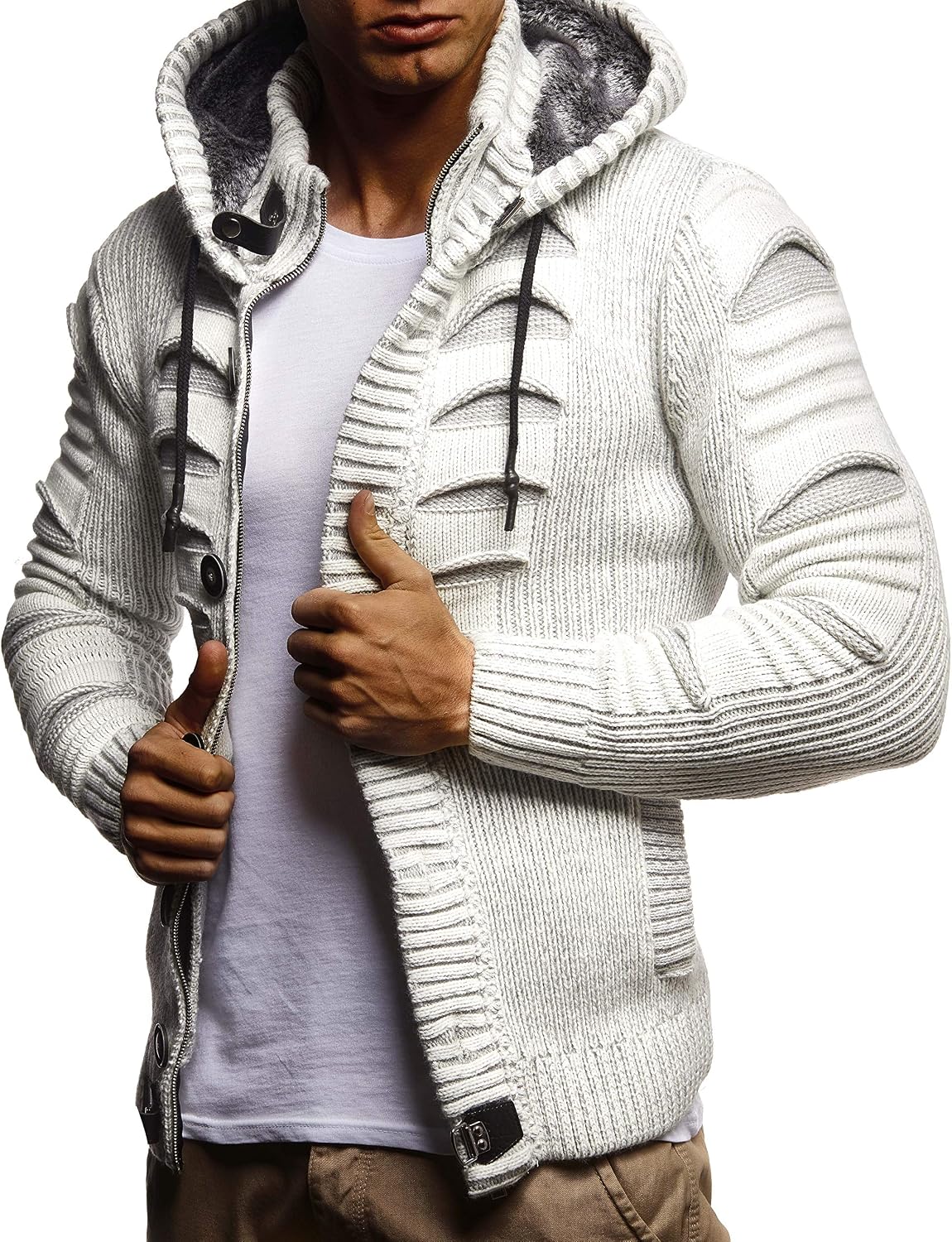 Detalle 2 de Leif Nelson Strickjacke Herren Kapuze
