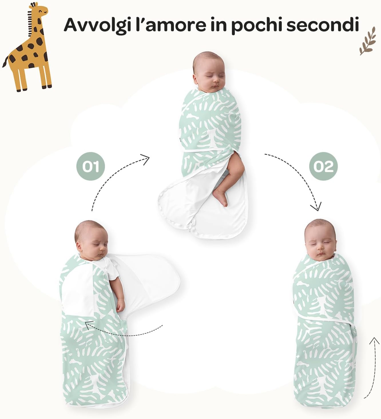 Thumbnail 2 de Momcozy Swaddle Neonato: Chiusura Silenziosa e Cerniera Inferiore per Pancia‑a‑pancia in Sicurezza