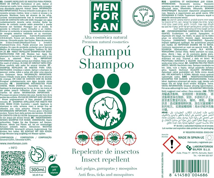 Detalle 2 de MENFORSAN Champú repelente de insectos para perros 5 l