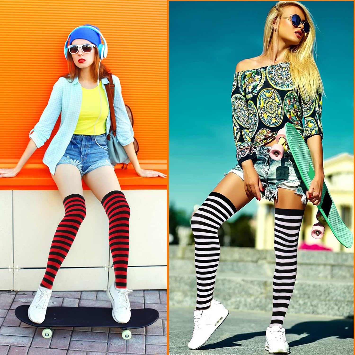 Detalle 1 de Barrlves Striped Knee-High Socks Set, Polyester and Acrylic