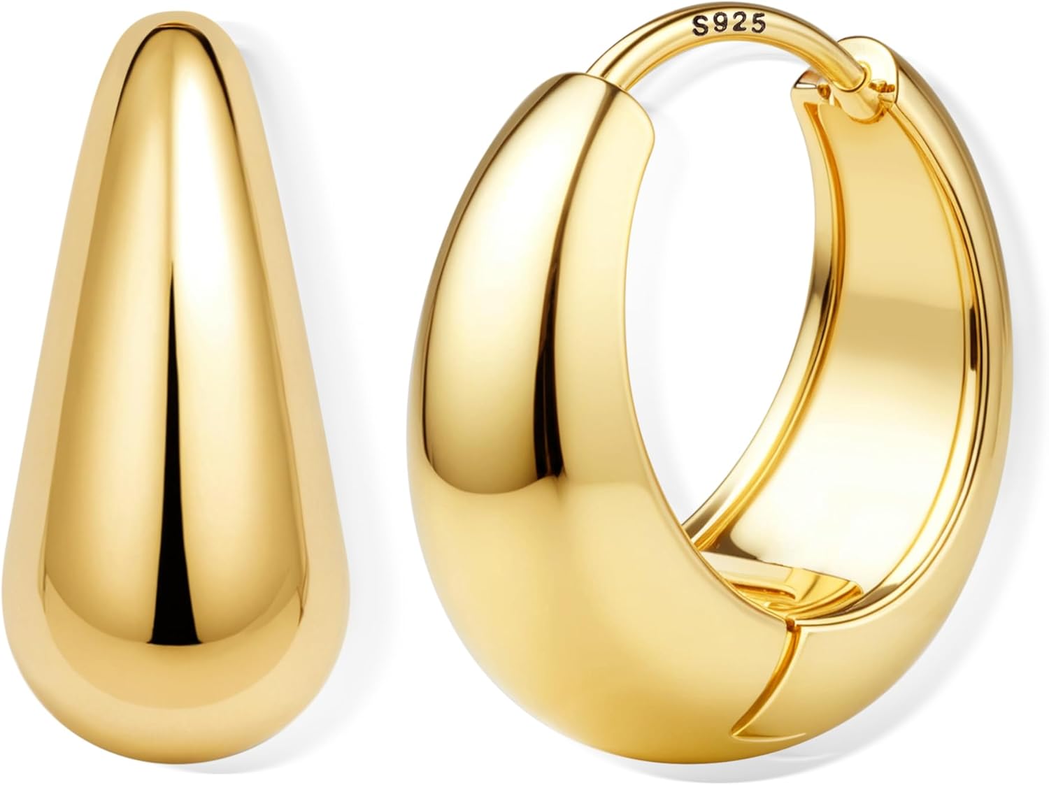 Detalle de FIOROYAL 925 Silber Creolen 14K Gold 7 mm