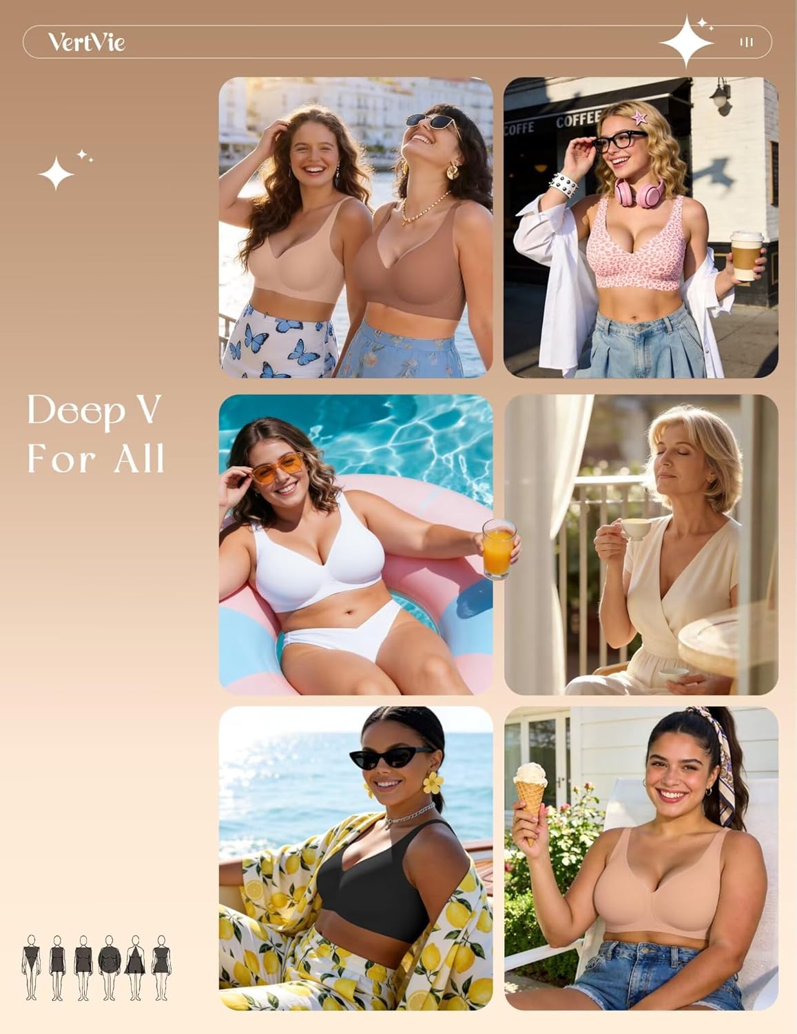Thumbnail 5 de Vertvie Jelly Wireless Bras for Women: Push Up Plunge Seamless T-Shirt Bra with Gel-W Band