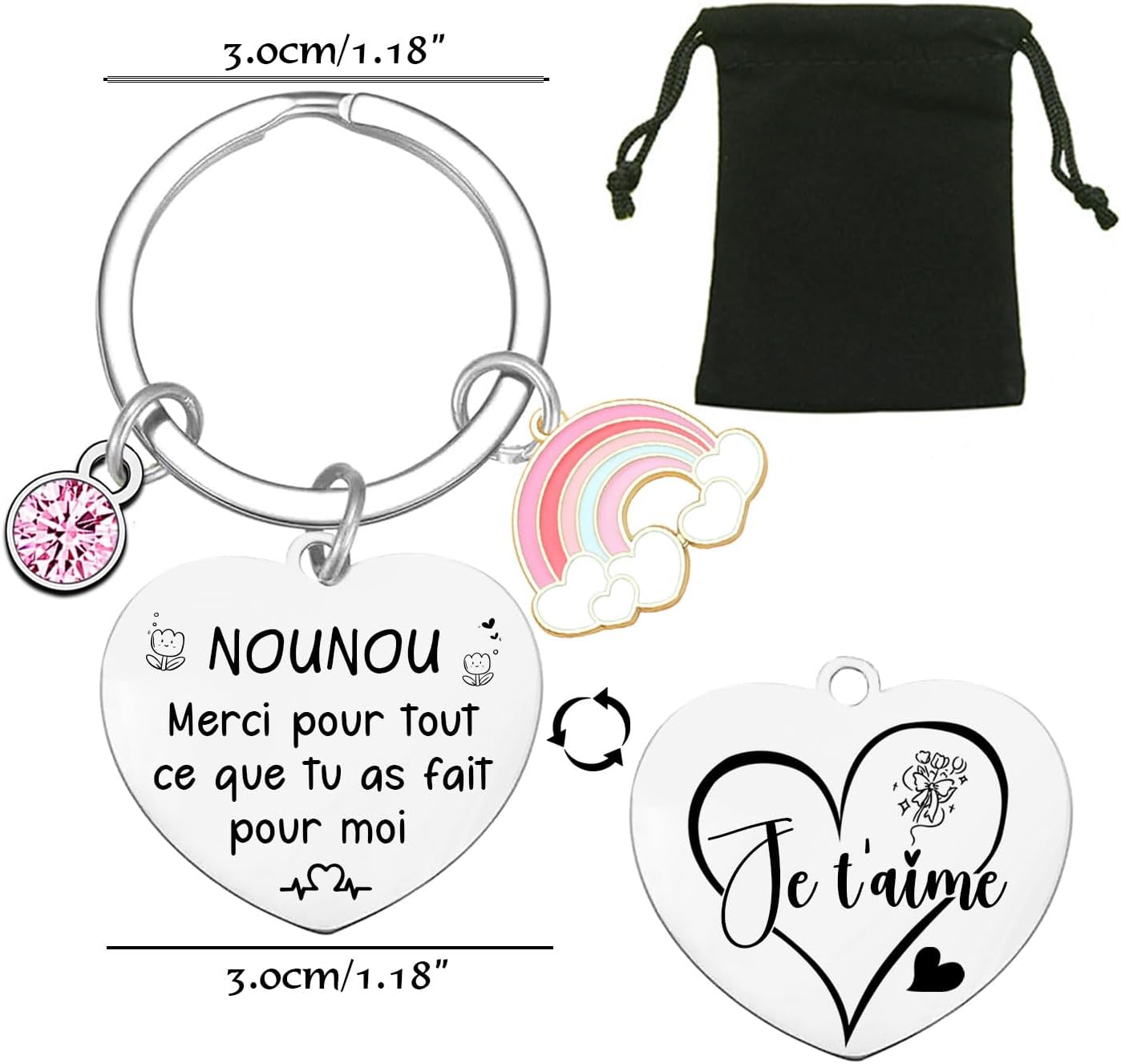 Detalle 2 de Porte-clés Nounou YJYJZX – Bijoux et Cadeaux Significatifs pour Nounou