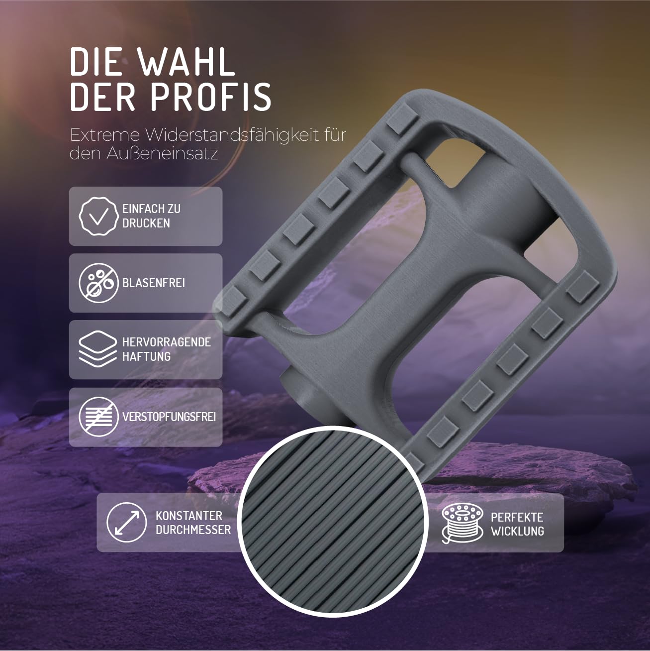 Thumbnail 3 de WINKLE ASA Filament 1,75 mm Aschgrau – 1 kg Spule für FDM-3D-Drucker (wetter- und UV-beständig)