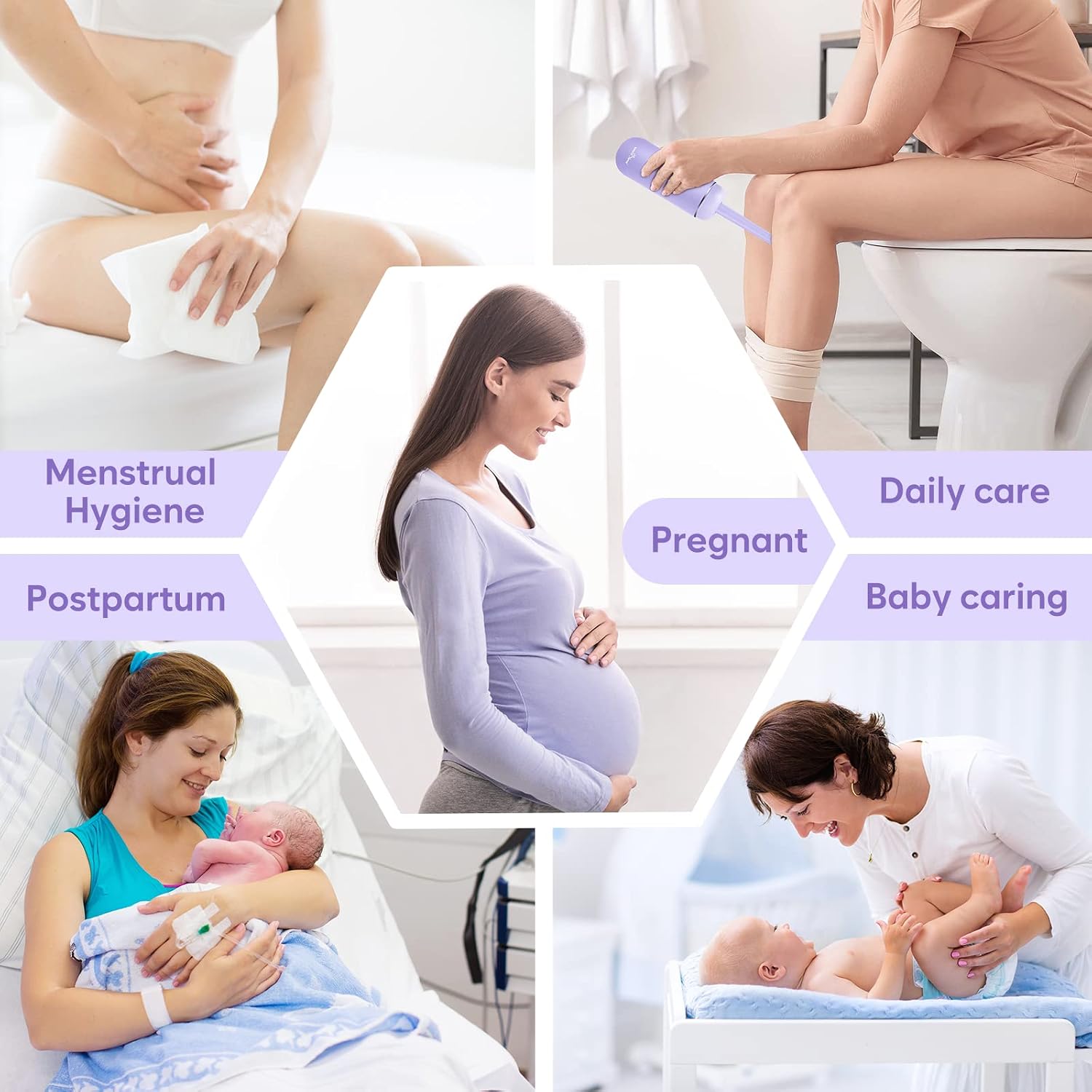 Thumbnail 5 de Easy@Home Portable Peri Bottle (EPB-01) – 380ml, Purple, Leakproof Handheld Bidet for Postpartum, Perineal Care, and Travel