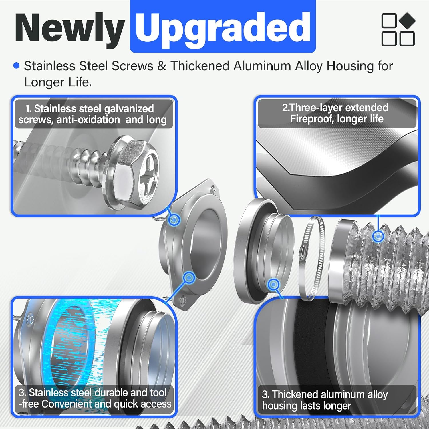 Detalle 2 de Drfilty MV-180 Magnetic Dryer Vent Connector Kit, 4-Inch Hose