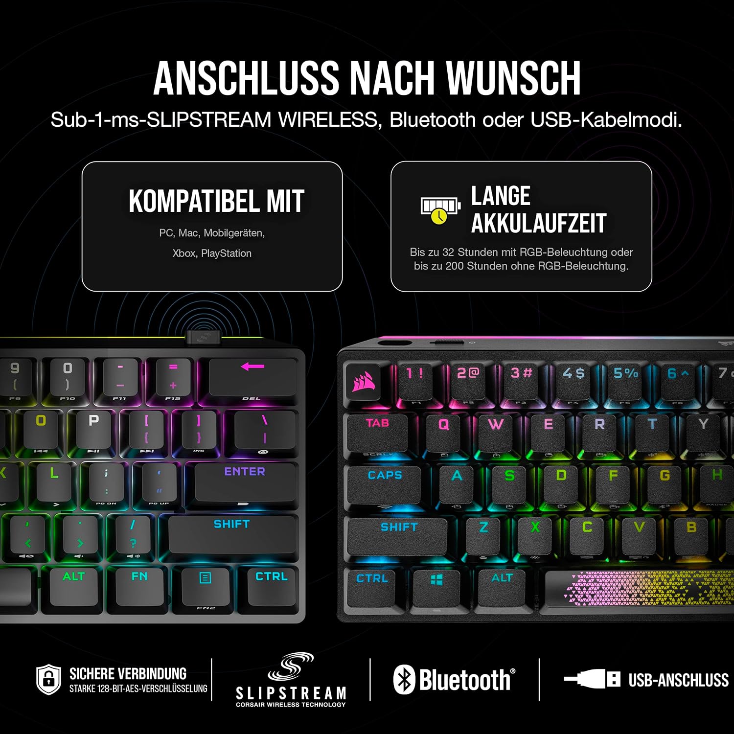 Thumbnail 3 de Corsair K70 PRO Mini Wireless RGB 60% Mechanische Gaming-Tastatur Schwarz (QWERTZ)