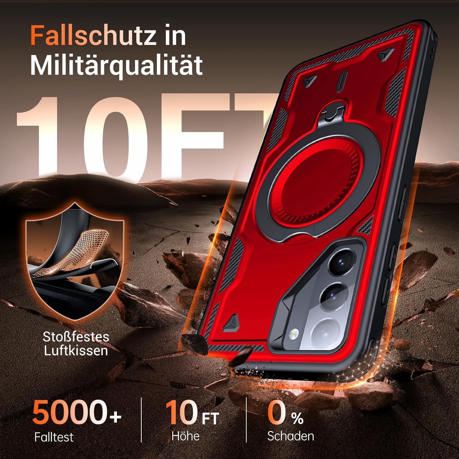 Thumbnail 1 de WYUIC Hülle für Samsung Galaxy S21 5G – Rotierender Ring-Ständer, Militärschutz, 360° Magnetring