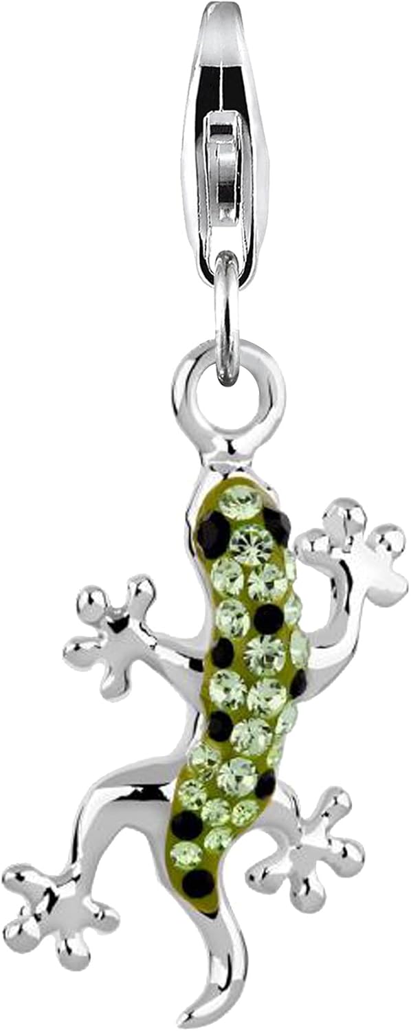 Detalle 2 de Nenalina Gekko Karabiner Charm-Anhänger aus 925er Sterling Silber für Bettelarmbänder