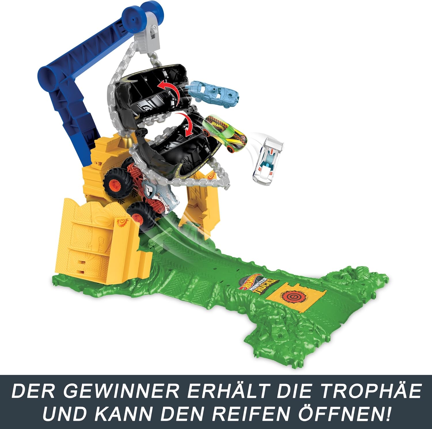 Thumbnail 4 de Hot Wheels Monster Trucks Rhinomite Angriffs-Challenge Spielset (HTP18) – Arena-Smasher mit 1:64 Rhinomite-Truck