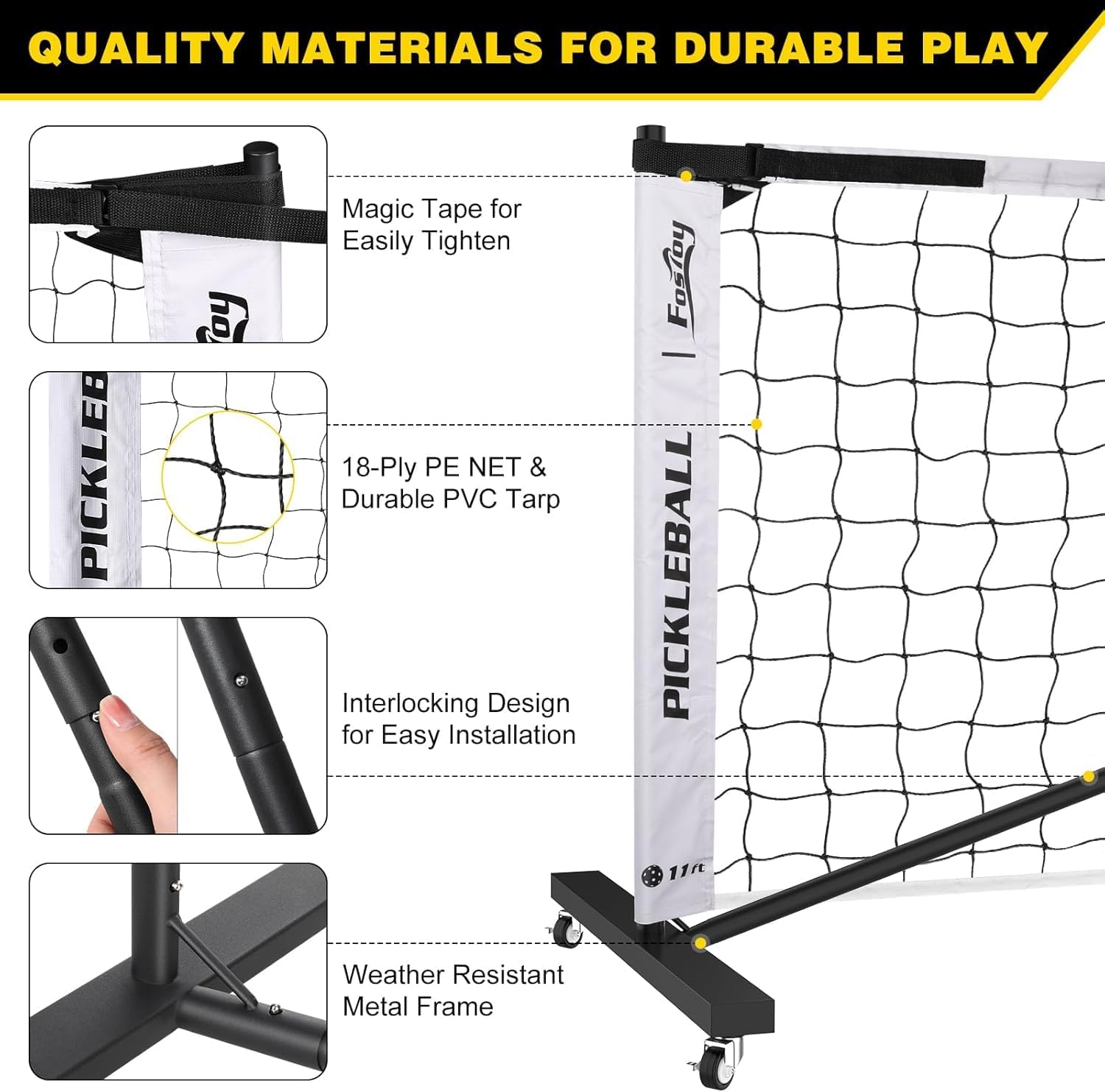 Thumbnail 3 de Portable Pickleball Net Set 22 ft regulation