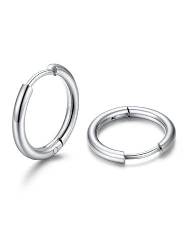Detalle de U7 Orecchini Donna Cerchio Piccolo 12 mm in Acciaio Inossidabile – modello Huggie