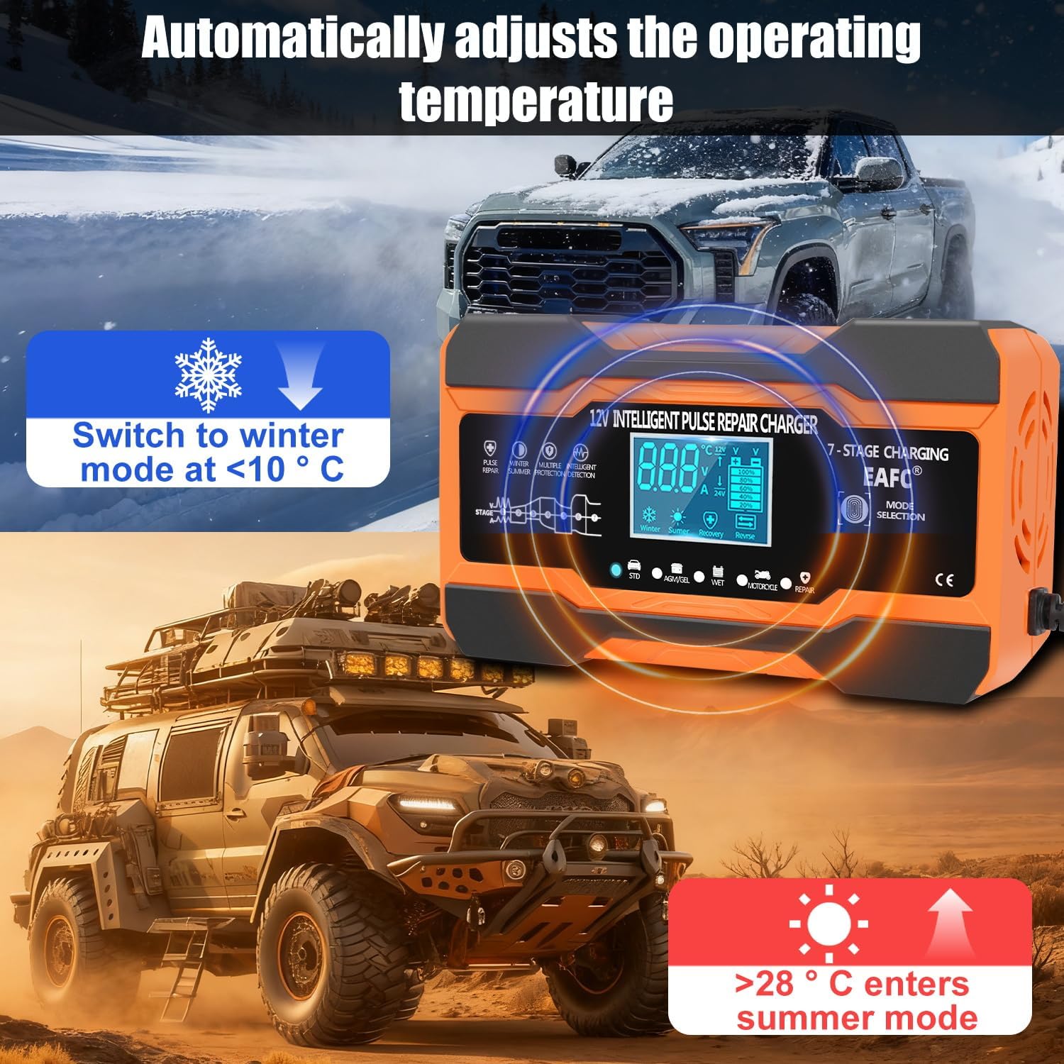 Thumbnail 5 de EAFC 12-Amp Car Battery Charger 12A for 12V vehicles