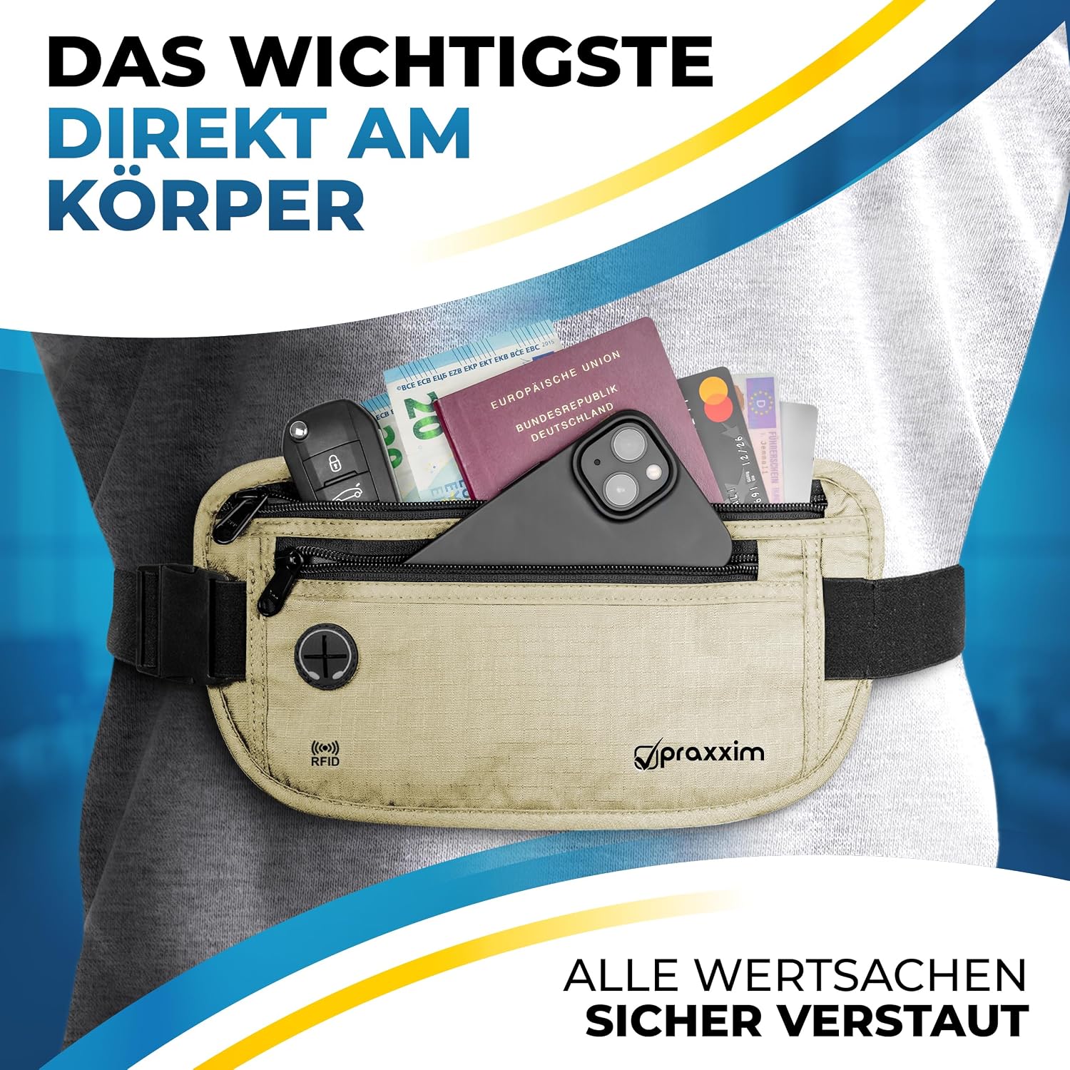 Detalle de praxxim Die Bauchtasche Diebstahlsicher