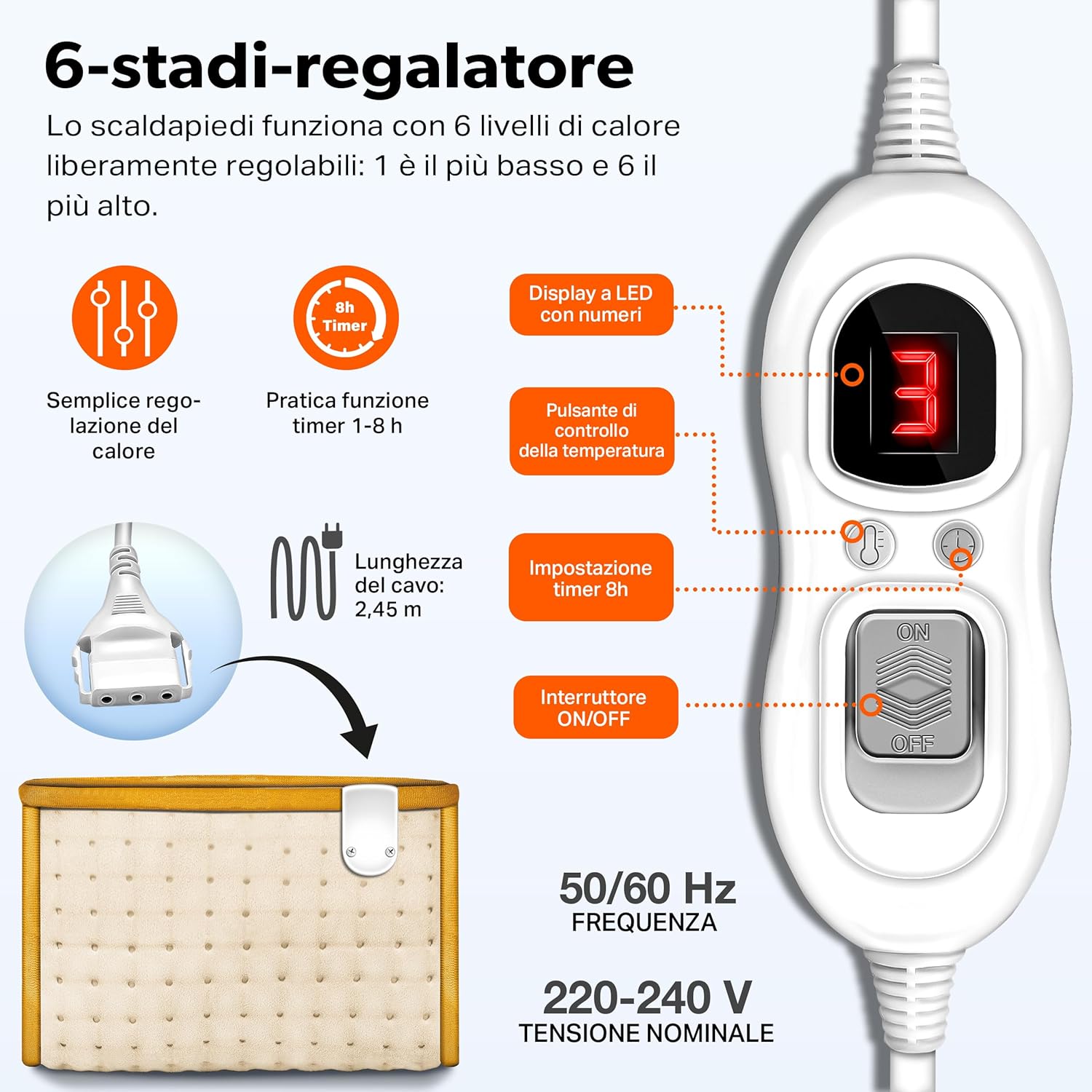 Thumbnail 2 de Sinnlein Scaldapiedi: Scaldapiedi elettrico a 6 temperature, spegnimento automatico e design pieghevole