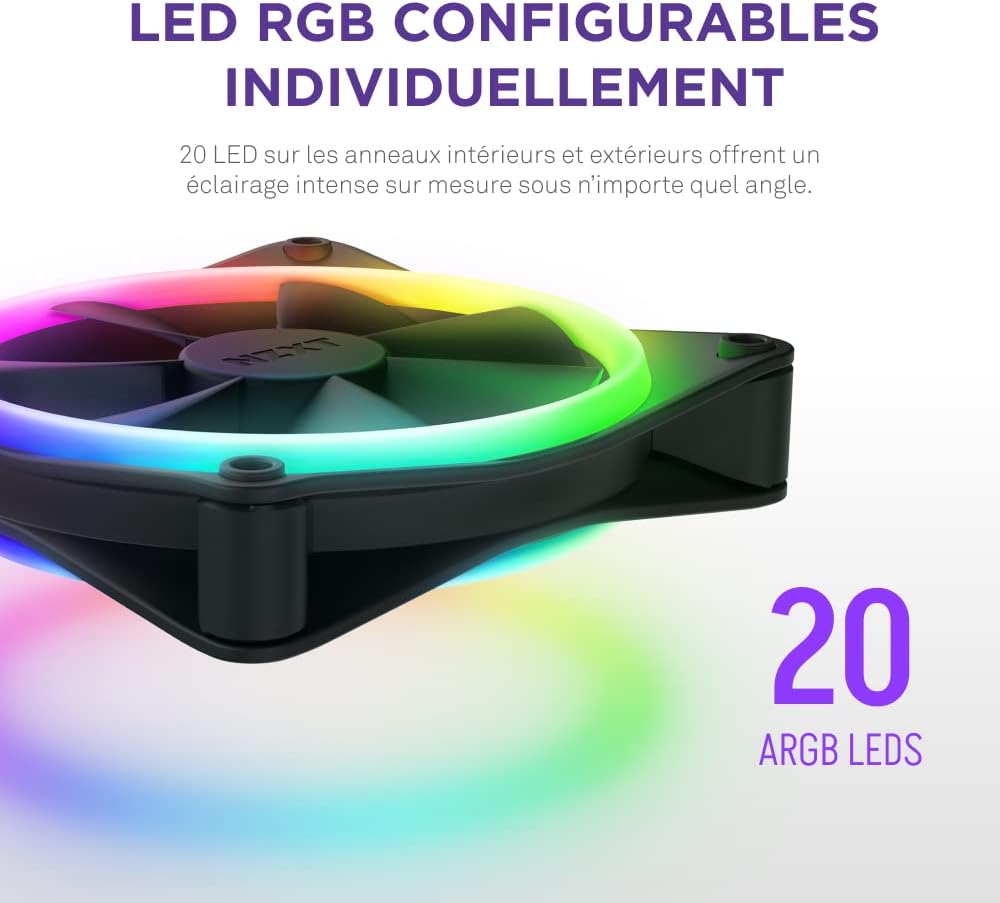 Detalle de NZXT F140 RGB Duo, 2 ventilateurs 140 mm ⚙
